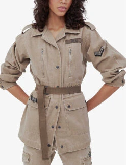 Ikks Safari Logo-patch Denim Jacket -Whistlkes Style R04156308 EMERALD ALT01