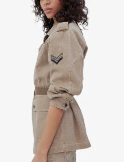 Ikks Safari Logo-patch Denim Jacket -Whistlkes Style R04156308 EMERALD ALT02