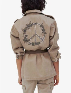 Ikks Safari Logo-patch Denim Jacket -Whistlkes Style R04156308 EMERALD ALT03