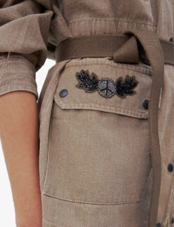 Ikks Safari Logo-patch Denim Jacket -Whistlkes Style R04156308 EMERALD ALT04