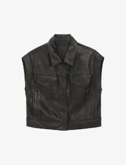 Ikks Sleeveless Leather Biker Jacket