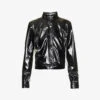 Ikks Straight-fit High-collar Vinyl Bomber Jacket