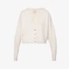 V-neck Cropped Organic Cashmere-knitted Cardigan -Whistlkes Style R04156844 LIGHTPINK M