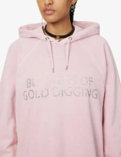 Filthy Rich Crystal-embellished Cotton Hoody -Whistlkes Style R04156845 ROSE ALT04