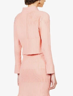 Fluted Cropped Recycled-polyester Cardigan -Whistlkes Style R04157884 SALMON ALT03