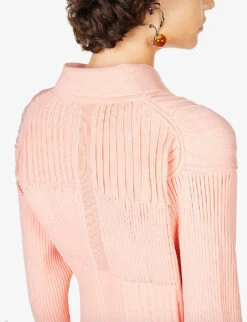 Fluted Cropped Recycled-polyester Cardigan -Whistlkes Style R04157884 SALMON ALT06