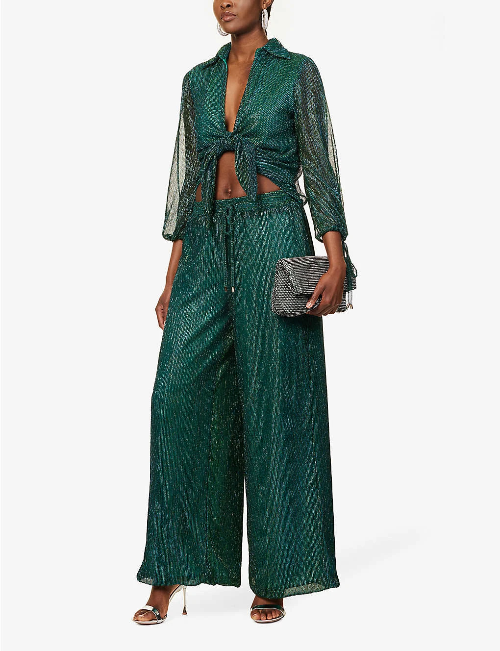 Metallic Plisse Woven Trousers 4 Metallic Plisse Woven Trousers - Image 2