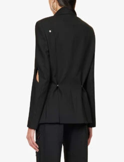 Coruscate Detachable-collar Stretch-woven Blazer -Whistlkes Style R04158009 BLACK ALT03