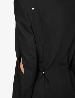 Coruscate Detachable-collar Stretch-woven Blazer -Whistlkes Style R04158009 BLACK ALT05