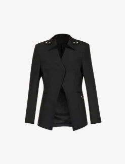 Coruscate Detachable-collar Stretch-woven Blazer