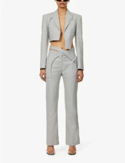 Deconstructed Straight-leg Mid-rise Wool Trousers -Whistlkes Style R04158014 LIGHTGREYMELANGE ALT01