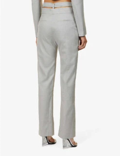 Deconstructed Straight-leg Mid-rise Wool Trousers -Whistlkes Style R04158014 LIGHTGREYMELANGE ALT03
