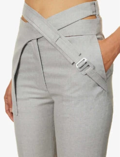 Deconstructed Straight-leg Mid-rise Wool Trousers -Whistlkes Style R04158014 LIGHTGREYMELANGE ALT04