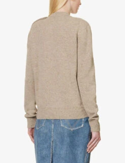 Bottega Veneta Knot-button Round-neck Cashmere-blend Knitted Jumper -Whistlkes Style R04159973 DESERT ALT03