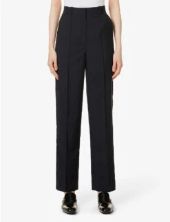 Straight-leg Mid-rise Wool Trousers -Whistlkes Style R04160112 DARKBLUE ALT02