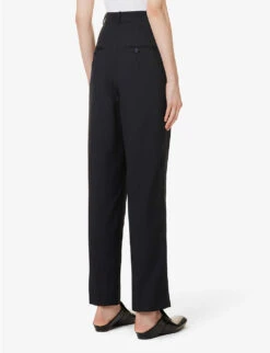 Straight-leg Mid-rise Wool Trousers -Whistlkes Style R04160112 DARKBLUE ALT03