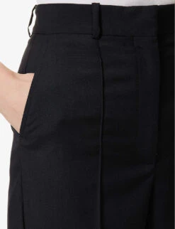Straight-leg Mid-rise Wool Trousers -Whistlkes Style R04160112 DARKBLUE ALT04