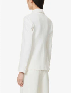 Max Mara Stresa Double-breasted Cotton-wool Blend Jacket -Whistlkes Style R04160587 WHITE ALT03