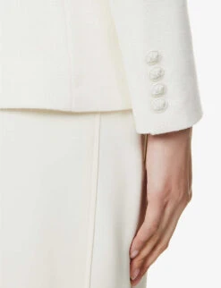 Max Mara Stresa Double-breasted Cotton-wool Blend Jacket -Whistlkes Style R04160587 WHITE ALT05