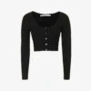 ALEXANDER WANG Crystal-embellished Cropped Stretch-woven Knitted Cardigan