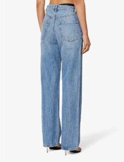 ALEXANDER WANG Asymmetrical-waist Straight-leg Low-rise Jeans -Whistlkes Style R04160703 VINTAGELIGHTINDIGO ALT03