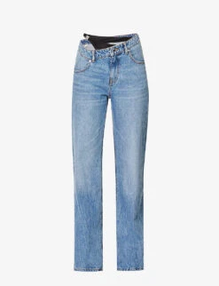 ALEXANDER WANG Asymmetrical-waist Straight-leg Low-rise Jeans
