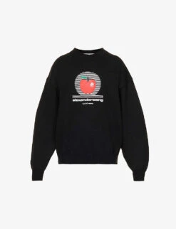ALEXANDER WANG Apple Graphic-print Cotton-knitted Jumper