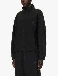 ALEXANDER WANG Coaches Logo-print Shell Jacket -Whistlkes Style R04160713 BLACK ALT02
