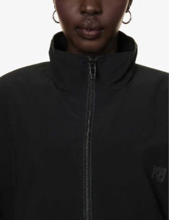 ALEXANDER WANG Coaches Logo-print Shell Jacket -Whistlkes Style R04160713 BLACK ALT04