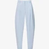 STELLA MCCARTNEY Cropped Pleated Tapered-leg Mid-rise Wool Trousers