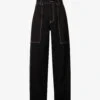STELLA MCCARTNEY Workwear Contrast-stitch Wide-leg Mid-rise Jeans -Whistlkes Style R04160792 BLACK M