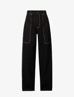 STELLA MCCARTNEY Workwear Contrast-stitch Wide-leg Mid-rise Jeans