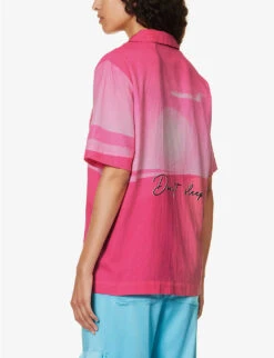 The Rose Tint Shirt Graphic-print Regular-fit Cotton And Linen-blend Shirt -Whistlkes Style R04161068 AZALEA ALT03