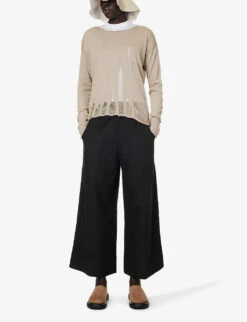 Distressed-panel Relaxed-fit Silk And Cotton Knitted Top -Whistlkes Style R04164412 PERLA ALT01