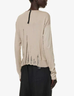 Distressed-panel Relaxed-fit Silk And Cotton Knitted Top -Whistlkes Style R04164412 PERLA ALT03