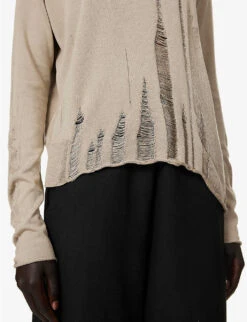 Distressed-panel Relaxed-fit Silk And Cotton Knitted Top -Whistlkes Style R04164412 PERLA ALT05