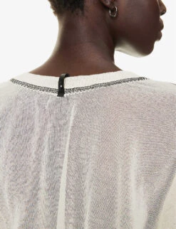 Relaxed-fit Sheer Cotton-blend Knitted Top -Whistlkes Style R04164413 NATURAL ALT05