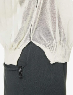 Relaxed-fit Sheer Cotton-blend Knitted Top -Whistlkes Style R04164413 NATURAL ALT06