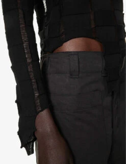 Long-sleeved Raw-hem Cotton Knitted Top -Whistlkes Style R04164424 BLACK ALT05