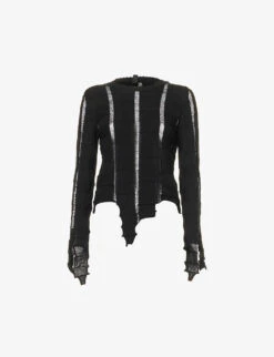 Long-sleeved Raw-hem Cotton Knitted Top