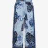 Reiss Ginnie Palm-print Wide-leg Mid-rise Woven Trousers -Whistlkes Style R04164815 BLUEPRINT M