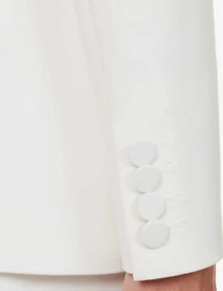 ME AND EM Double-breasted Padded-shoulder Stretch-woven Blazer -Whistlkes Style R04165498 SOFTWHITE ALT05