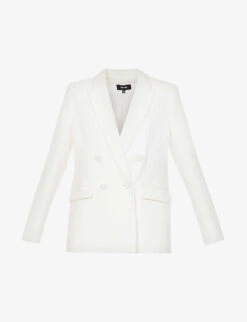 ME AND EM Double-breasted Padded-shoulder Stretch-woven Blazer