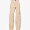 Palm Angels Bull Brand-patch Wide-leg Mid-rise Cotton Trousers -Whistlkes Style R04166267 BEIGEBEIGE M