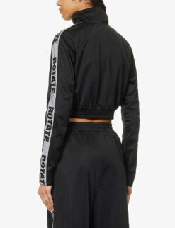 Logo-tape Cropped Recycled-polyester Jacket -Whistlkes Style R04166478 BLACK ALT03