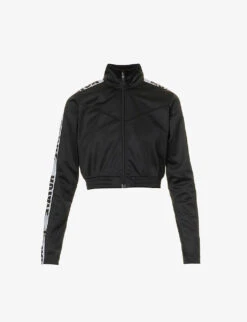 Logo-tape Cropped Recycled-polyester Jacket