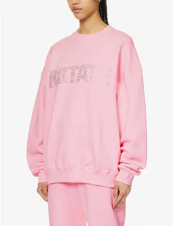 Crystal-embellished Logo-print Organic-cotton Sweatshirt -Whistlkes Style R04166490 ALMONDBLOSSOM ALT02