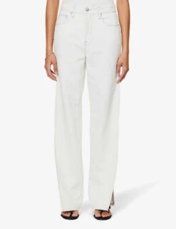 GOOD AMERICAN Good Boy Side-split Relaxed-fit Denim-blend Jeans -Whistlkes Style R04166599 INDIGO497 ALT03