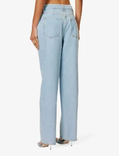 GOOD AMERICAN Good '90s Straight-leg Mi-rise Denim-blend Jeans -Whistlkes Style R04166600 INDIGO498 ALT04