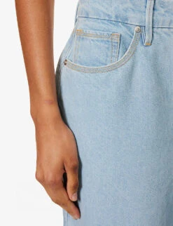 GOOD AMERICAN Good '90s Straight-leg Mi-rise Denim-blend Jeans -Whistlkes Style R04166600 INDIGO498 ALT05